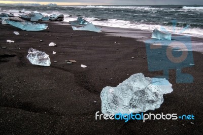 View Of Jokulsarlon Beach Stock Photo