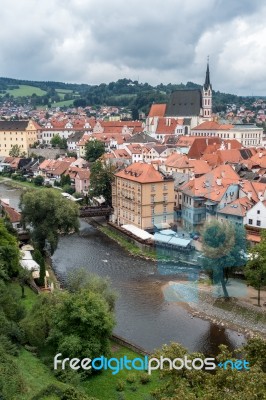 View Of Krumlov From The Castle  Of Cesky Krumlov Stock Photo