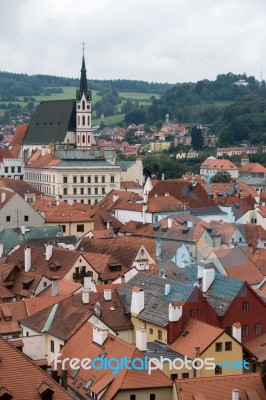 View Of Krumlov From The Castle Of Cesky Krumlov In The Czech R Stock Photo