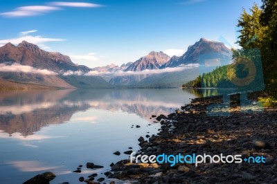 View Of Lake Mcdonald In Montana Stock Photo