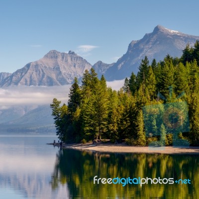 View Of Lake Mcdonald In Montana Stock Photo