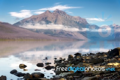 View Of Lake Mcdonald In Montana Stock Photo