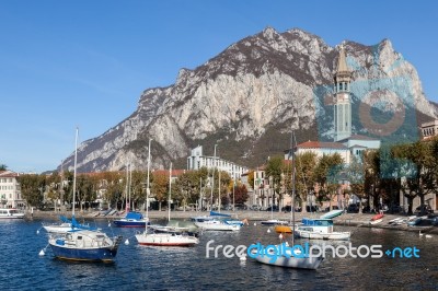 View Of Lecco On The Southern Shore Of Lake Como Stock Photo