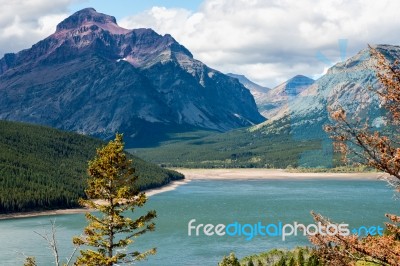 View Of Lower Two Medicine Lake Stock Photo