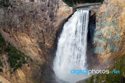 View Of Lower Yellowstone Falls Stock Photo