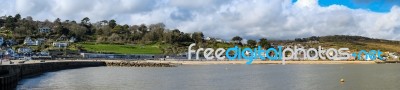 View Of Lyme Regis From The Harbour Entrance Stock Photo