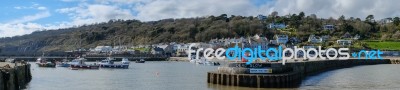 View Of Lyme Regis From The Harbour Entrance Stock Photo