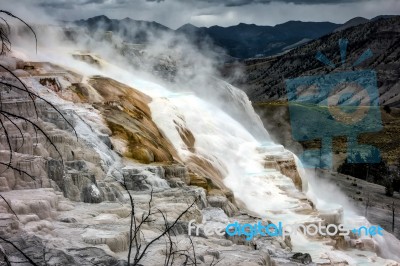 View Of Mammoth Hot Springs Stock Photo