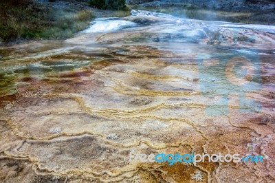 View Of Mammoth Hot Springs Stock Photo