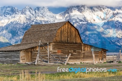 View Of Mormon Row Near Jackson Wyoming Stock Photo