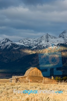 View Of Mormon Row Near Jackson Wyoming Stock Photo