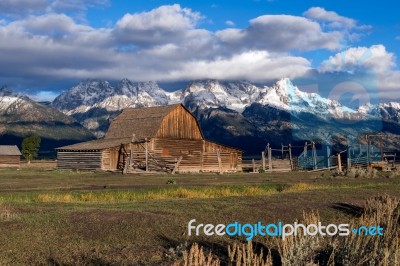 View Of Mormon Row Near Jackson Wyoming Stock Photo