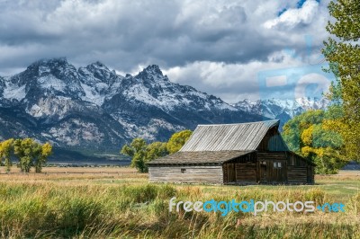 View Of Mormon Row Near Jackson Wyoming Stock Photo