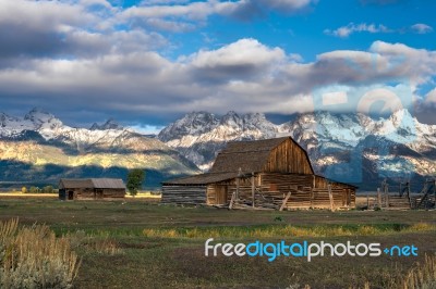 View Of Mormon Row Near Jackson Wyoming Stock Photo