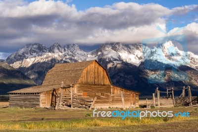 View Of Mormon Row Near Jackson Wyoming Stock Photo