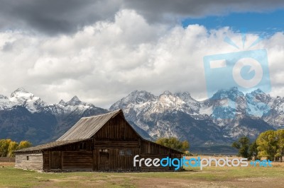 View Of Mormon Row Near Jackson Wyoming Stock Photo