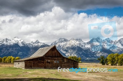 View Of Mormon Row Near Jackson Wyoming Stock Photo