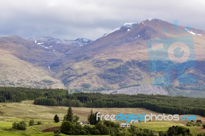 View Of Mountains Near Stronaba Stock Photo