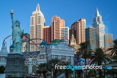 View Of New York New York Hotel In Las Vegas Stock Photo