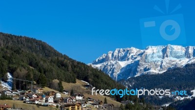 View Of Ortisei In Val Gardena Stock Photo