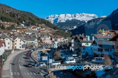 View Of Ortisei In Val Gardena Stock Photo