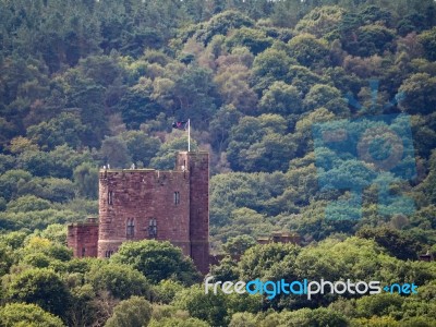 View Of Peckforton Castle From Beeston Castle Stock Photo