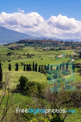 View Of Pienza In Tuscany Stock Photo