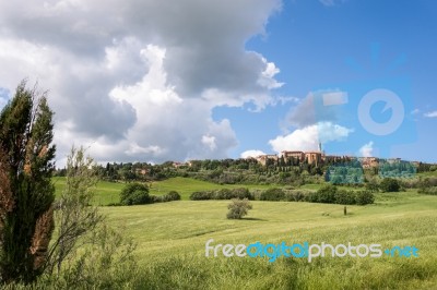 View Of Pienza In Tuscany Stock Photo