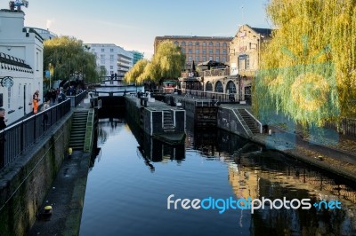 View Of Regent's Canal At Camden Lock Stock Photo