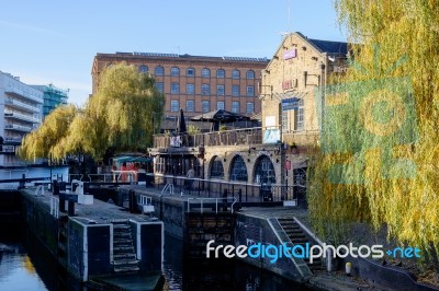 View Of Regent's Canal At Camden Lock Stock Photo