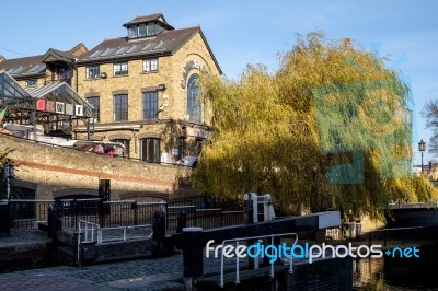 View Of Regent's Canal At Camden Lock Stock Photo