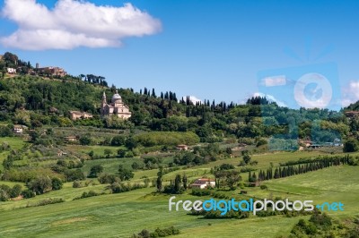 View Of San Biagio Church Tuscany Stock Photo