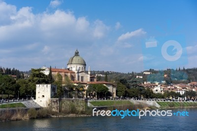 View Of San Giorgio In Braida Church In Verona Stock Photo