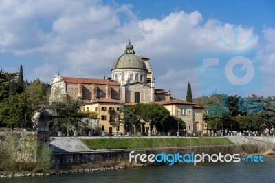 View Of San Giorgio In Braida Church In Verona Stock Photo