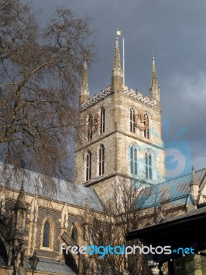 View Of Southwark Cathedral  In London Stock Photo