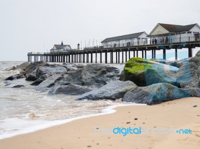 View Of Southwold Pier In Suffolk Stock Photo