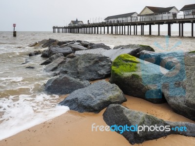 View Of Southwold Pier In Suffolk Stock Photo