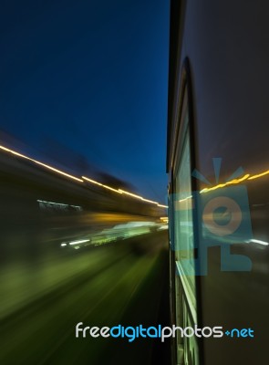 View Of Speed Of The Train Stock Photo