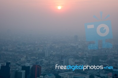 View Of Sunset Bangkok Cityscape, Bangkok The Capital City Of Th… Stock Photo