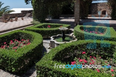 View Of The Alcazaba Fort And Palace Gardens In Malaga Stock Photo