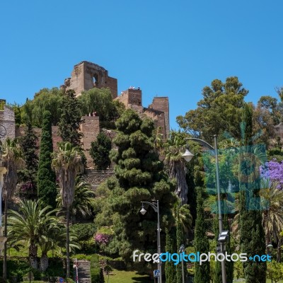 View Of The Alcazaba Fort And Palace In Malaga Stock Photo