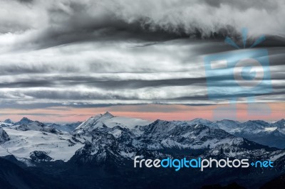 View Of The Alps From Monte Bianco Stock Photo