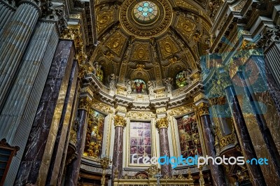 View Of The Altar And Ceiling In Berlin Cathedral Stock Photo