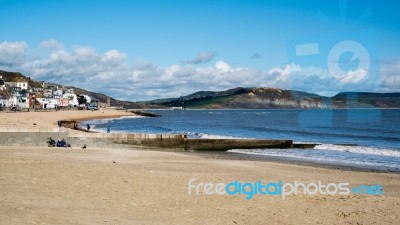 View Of The Beach At Lyme Regis Stock Photo