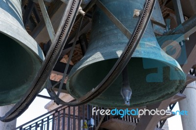 View Of The Bells In The Lamberti Tower In Verona Stock Photo