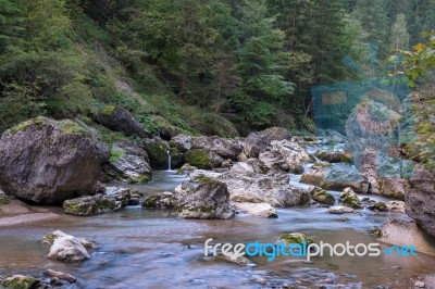 View Of The Bicaz Gorge Between Moldavia And Transylvania Stock Photo