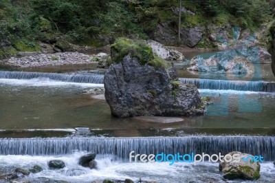 View Of The Bicaz Gorge Between Moldavia And Transylvania Stock Photo