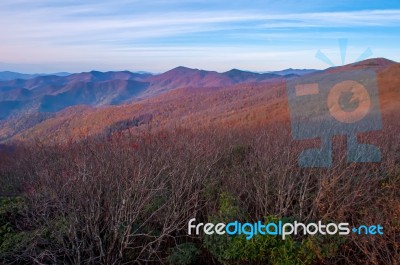 View Of The Blue Ridge Mountains During Fall Season Stock Photo