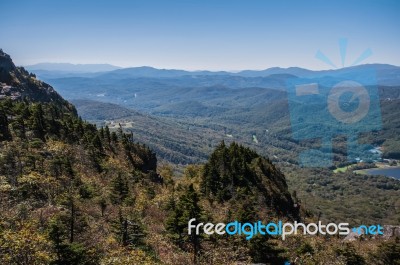 View Of The Blue Ridge Mountains During Fall Season Stock Photo