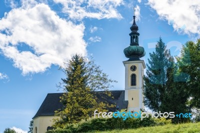 View Of The Catholic Church In Attersee Stock Photo